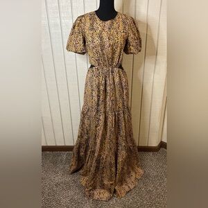 WAYF Plaza Cut-Out Tiered Maxi Dress, size small.